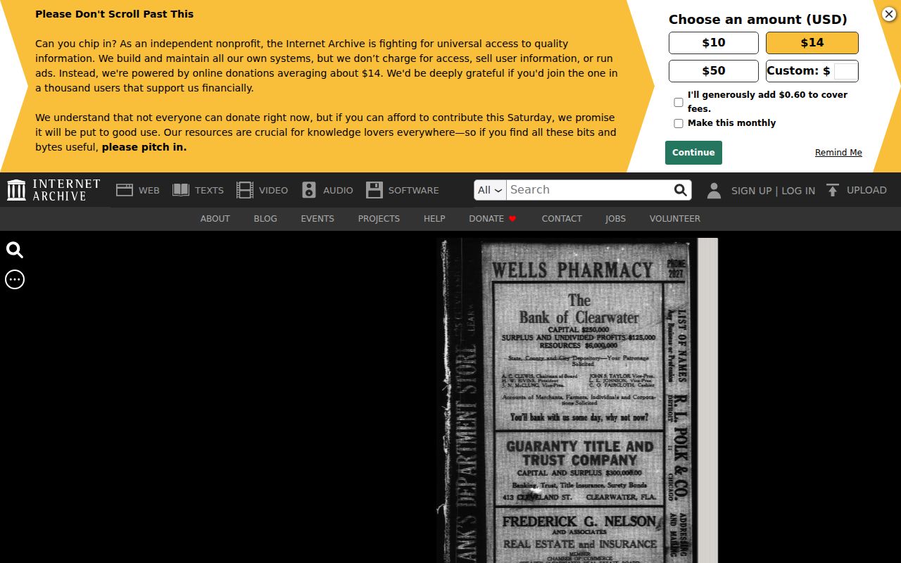 Digitized 1926 Polk directory containing the New Port Richey section