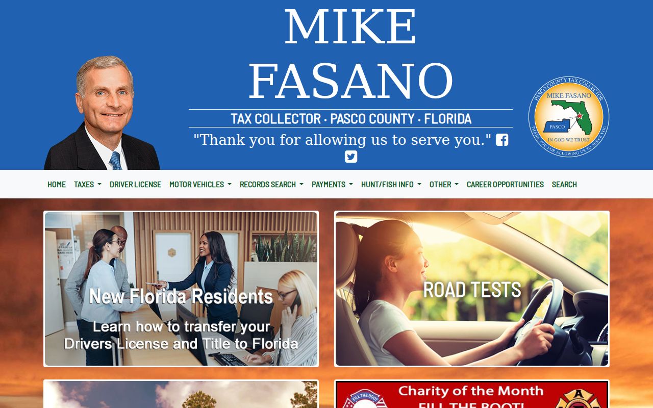Pasco County Tax Collector public services page
