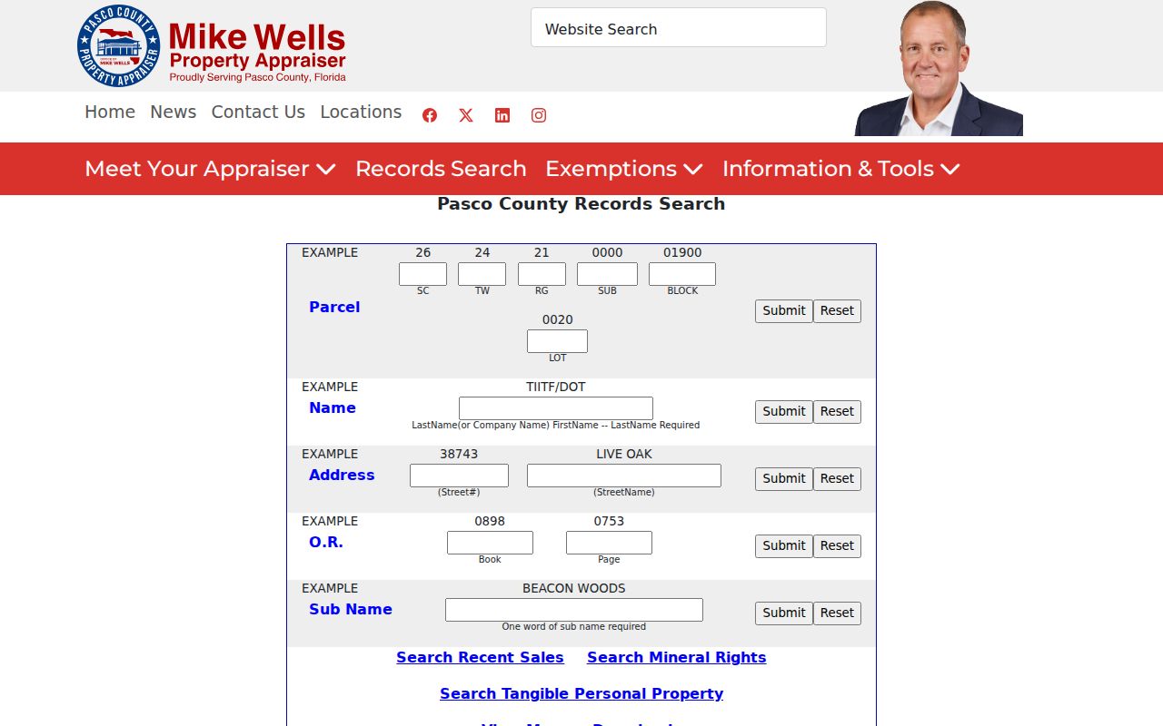 Pasco County Property Appraiser owner address and parcel search