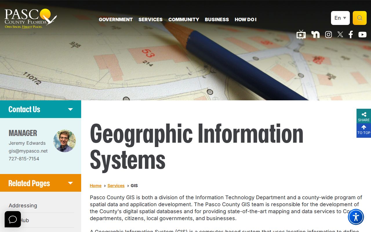 Pasco County GIS applications and mapping services page